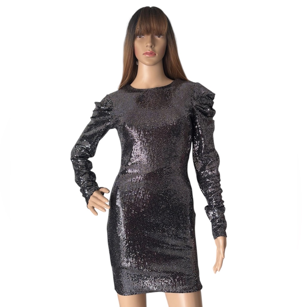Forever 21 Black Sequin Long Sleeve Bodycon Dress